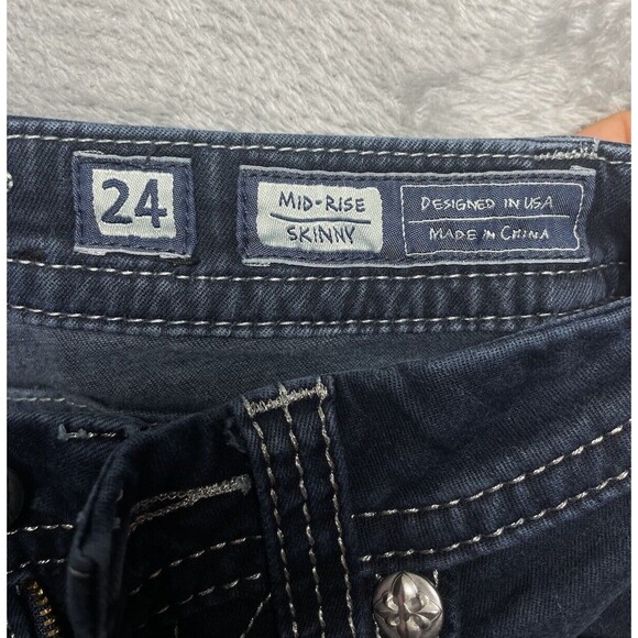 Miss Me Mid-Rise Skinny Women’s Rhinestone Embellished Jeans Size 24 - Picture 8 of 10